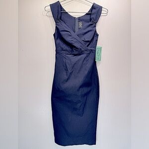 Sleeveless Bodycon Fitted Midi Dress Deep Navy Blue from ModCloth by Rock Steady